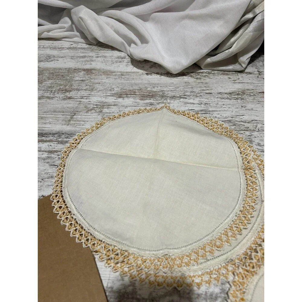 Vintage Doilies Lot Of 9 Mid Century Crochet Lace Round Some Polka Dot MCM
